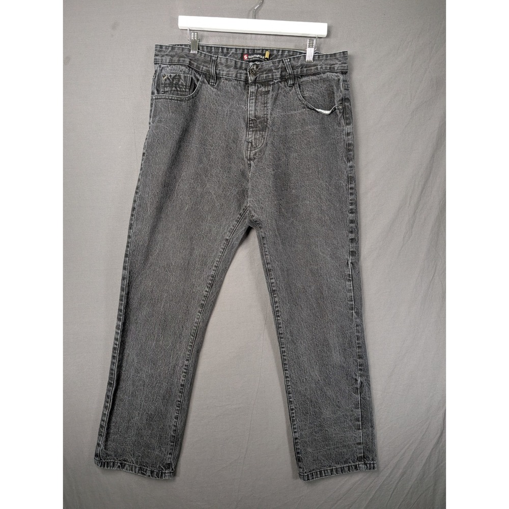 Southpole Mens Straight Leg Acid Wash Grey Denim Jeans 36x32
